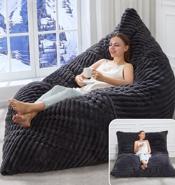 Hobestluk 3-in-1 Convertible Bean Bag — Dark Grey · cushion / chair / lounger