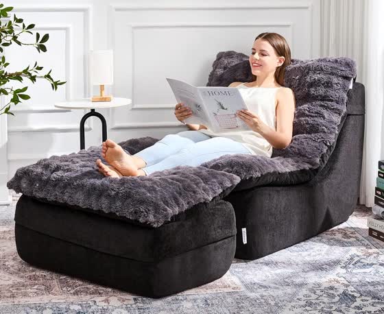 Hobestluk Foam Sofa Chair with Ottoman — Dark Grey · single seat + matching ottoman